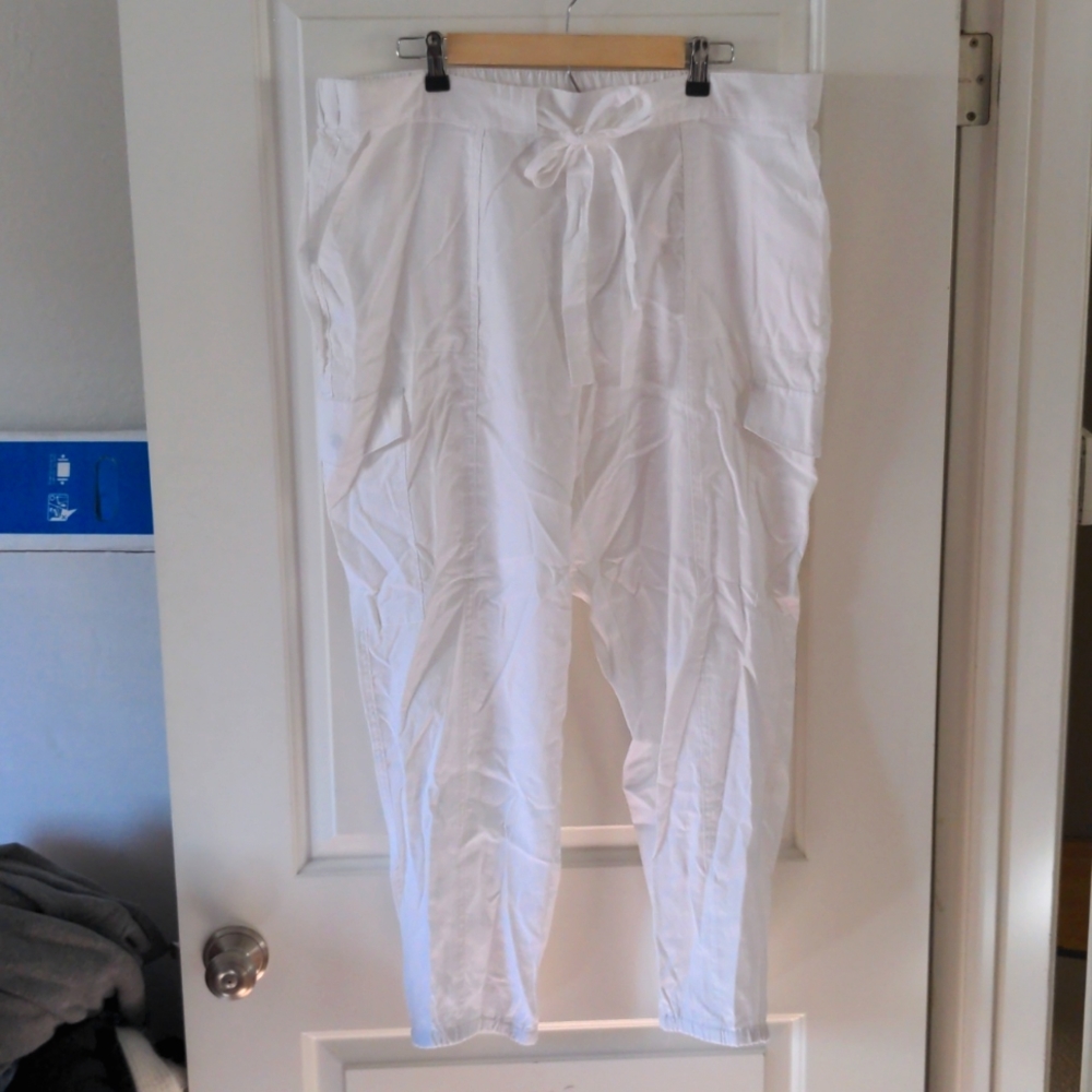 White Linen Joggers by New York & Company XXL